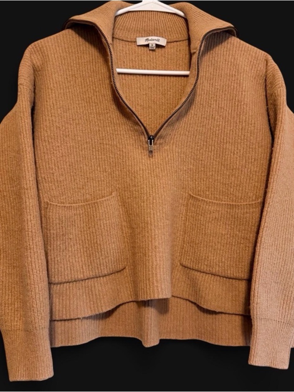 Madewell Glenbrook Merino
Wool Blend Half Zip Quiet Luxury Sweater Camel Medium
